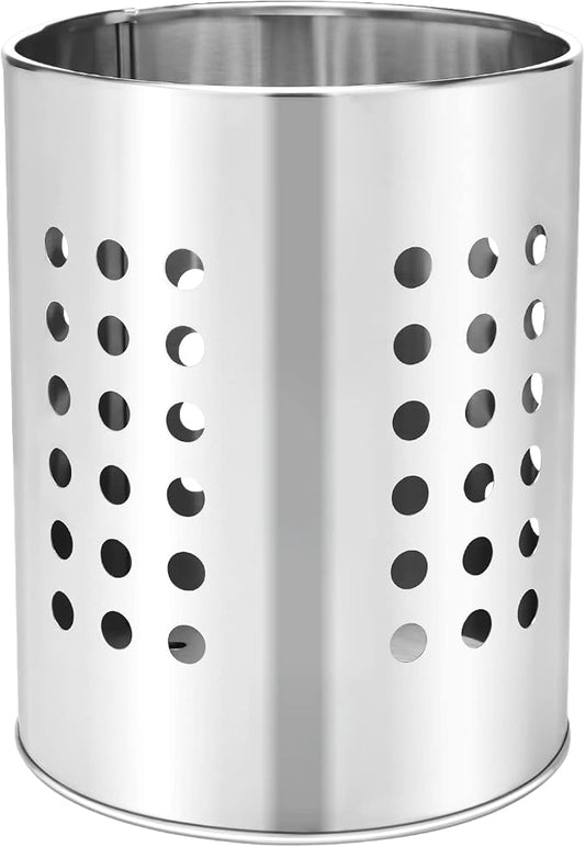 EORTA Stainless Steel Kitchen Utensil Holder Flatware Cylinder Silverware Draining Organizer Drying Rack with Round Drain Holes for Forks, Knives, Spoons, Chopsticks, Small