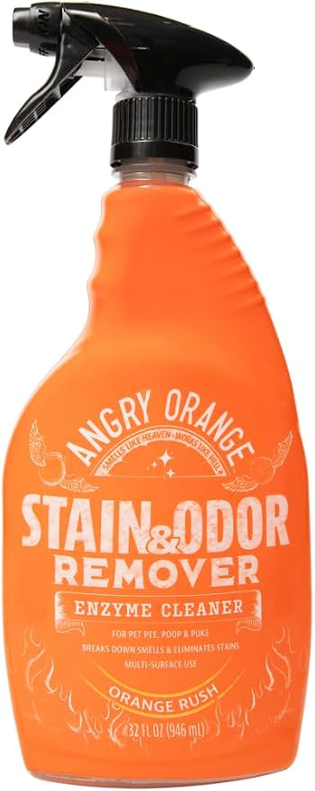ANGRY ORANGE Stain & Odor Remover - 32oz Pet Urine Enzyme Cleaner - Enzymatic Dog & Cat Pee Destroyer and Odor Eliminator - NEW Orange Rush Scent Cleaning Solution for Home