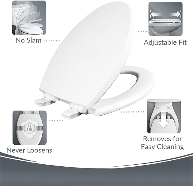 Mayfair Cassel Bidet Bundle, Slow-Close Never Loosen Toilet Seat with Perfect Fit, Fresh Water Spray, Non-Electric, Easy to Install Bidet, ELONGATED, White