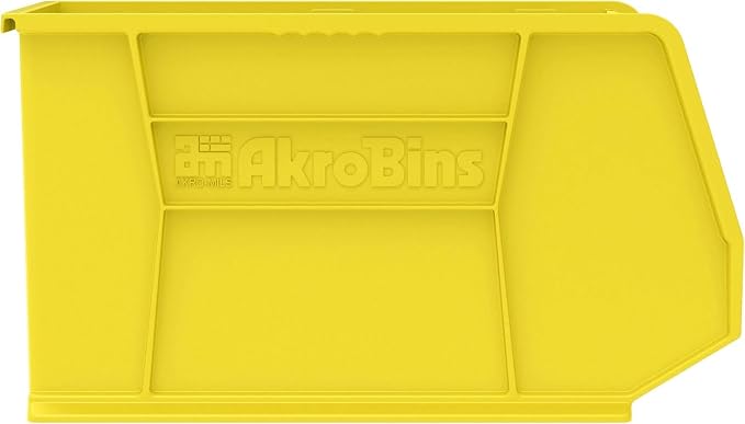 Akro-Mils 30260 AkroBins Plastic Storage Bins, Space-Saving Stackable Bins for Garage, Pantry, Craft Organization, 18-" x 11-" x 10-", Yellow, 6-Pack