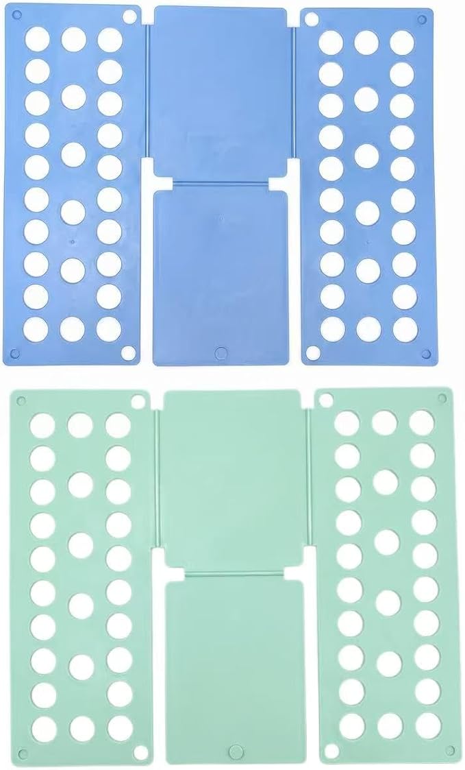 Kids Clothes Folding Board 2-Pack – Laundry Folder for Toddlers – Shirt Organizer for Drawers & Travel – Montessori Tool Ages 1-7 – Space Saving & Durable (Mint Green&Sky Blue Combo)