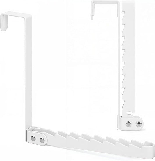 FYY Over The Door Hooks Hanger, 1 Pack Collapsible Folding Over Door Clothes Drying Rack Space Saving Laundry Hanging Storage Hook for Clothing, Coats, Towels for Bedroom Bathroom White