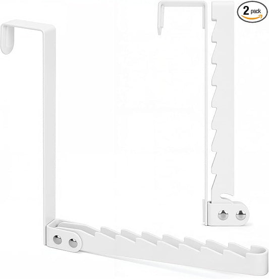 FYY Over The Door Hooks Hanger, 2 Pack Collapsible Folding Over Door Clothes Drying Rack Space Saving Laundry Hanging Storage Hook for Clothing, Coats, Towels for Bedroom Bathroom White