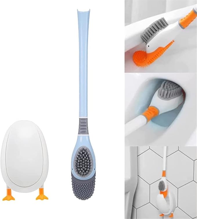 Diving Duck Toilet Brush,Diving Duck Deep Cleaning Home Bathroom Accessories Sets,Revolutionary Soft Silicone Flex Toilet Brush,Creative Silicone Toilet Brush Cleaner Brush (Blue)