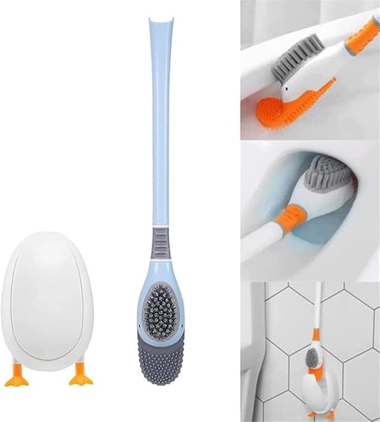 Diving Duck Toilet Brush,Diving Duck Deep Cleaning Home Bathroom Accessories Sets,Revolutionary Soft Silicone Flex Toilet Brush,Creative Silicone Toilet Brush Cleaner Brush (Blue)