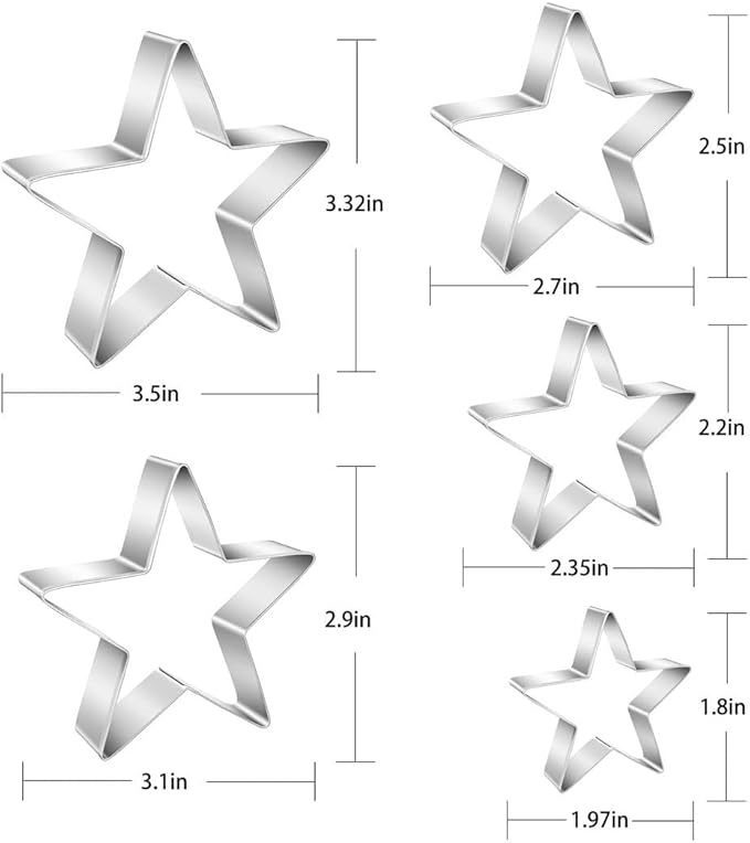 Star Cookie Cutter Set - Gtmkina 5 Pieces Mini Star Shaped Biscuit Cutter Set, Stainless Steel Small Cookie Cutters Set for DIY Holiday Party Decorations, 1
