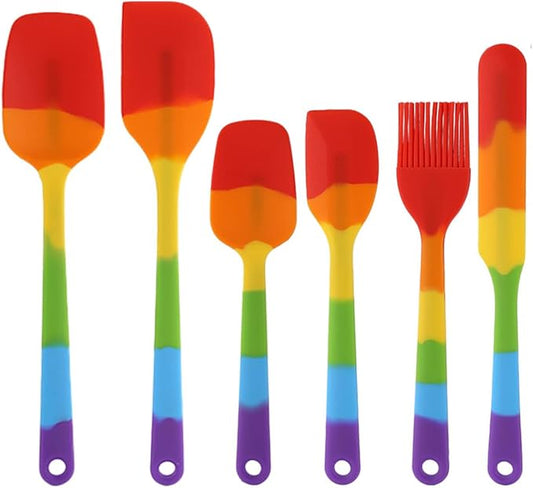 6-Piece Silicone Spatula Set, Non-Stick & Stainless Steel Core, BPA-Free, Dishwasher Safe Kitchen Utensils for Baking, Cooking, Mixing