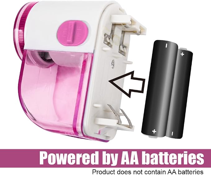 Fabric Shaver, Lint Remover for Clothes (Pink and White) | Electric Lint Shaver with 3-Leaf Blades, Battery Operated, Remove Clothes Fuzz, Lint Balls, Pills