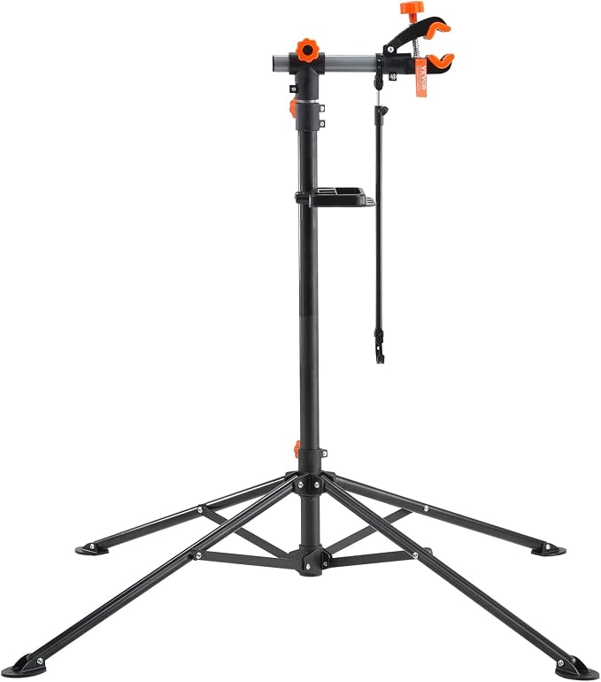 VEVOR Bike Repair Stand, 4-Leg Steel Bicycle Repair Stand, 42.5"-74.8" Adjustable Height Bike Maintenance Work Stand with Magnetic Tool Tray, Foldable Bike Service Stand for Home, Shop (Max 80 Pounds)