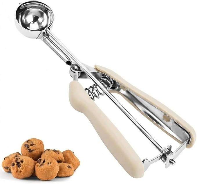 Cookie Scoop, Ice Cream Scoop, 0.8Tbsp/2.5tsp/12.5ml/0.5oz Cookie Scoops for Baking, 18/8 Stainless Steel Cookie Scooper for Baking, Cookie Dough Scoop, Ice Cream Scooper with Trigger Release (White)