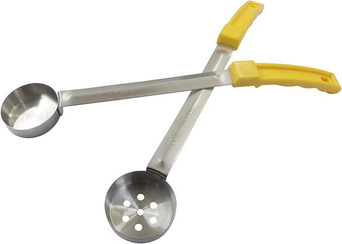 Hordion 4 Pcs Portion Control Serving Spoons Ladle Scoops, Food Measuring Ladle Utensils Proportion Manage Slotted and Unslotted Scoops for Weight Loss(Yellow, 1oz)