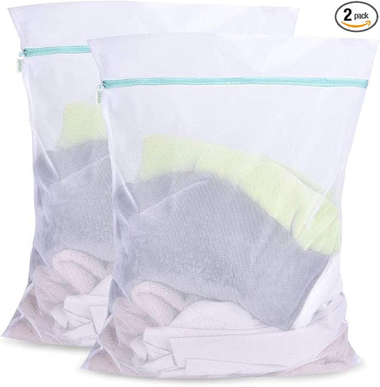 OTraki Mesh Laundry Bag for Delicates 2 Pack Garment Wash Bag 24 x 32 inch Zippered Large Washing Machine Bags for Sweater Dirty Clothes Washer College Dorm Organizer Don't Drying, Melting 140-176℉ | Zippered Washing Machine Bags for Sweater Dirty Clot...