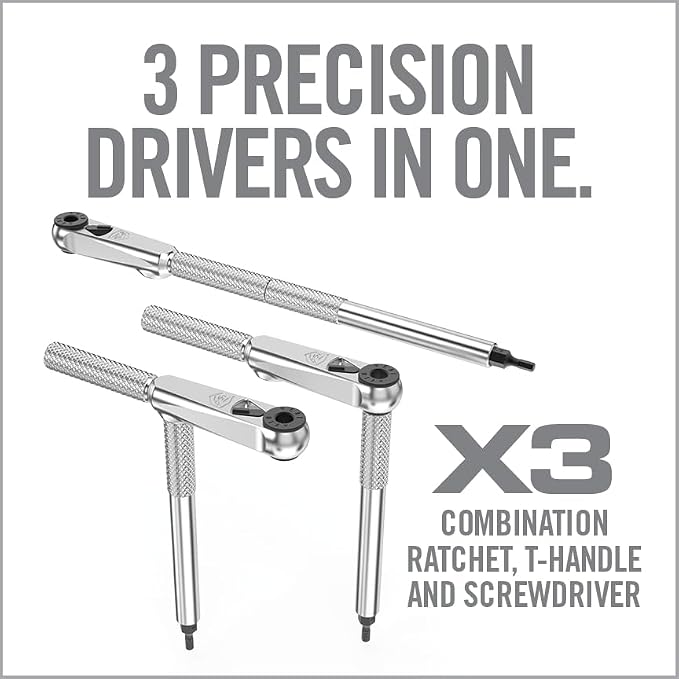 Real Avid Smart-Torq & X3 Driver Kit - Adjustable Limiter 15-65 In-Lbs, 3-in-1 X3 Driver Ratchet, T-Handle, Screwdriver, 12 Bits in a Compact Case