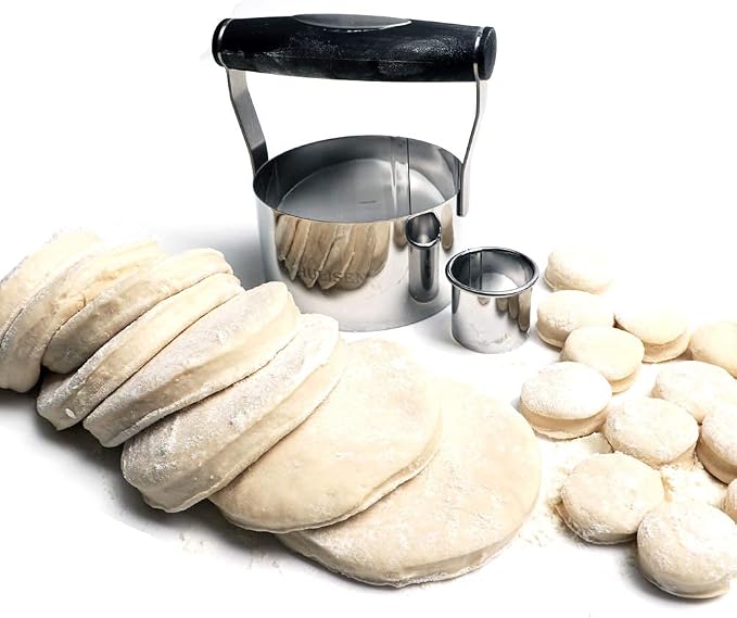 HULISEN 3 inch Biscuit Cutter, Stainless Steel Round Cookies Cutter with Soft Grip Handle, Gift Package (Pack of 2)