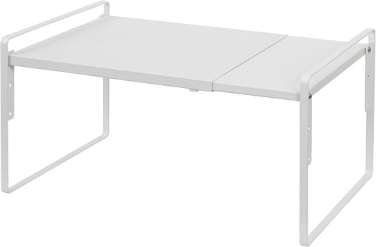 Nxconsu Cabinet Shelf Expandable Height Adjustable Shelf Organizer Riser for Kitchen Cabinet Pantry Cupboard Under Sink Countertop Organization Storage Space Saver Stackable Heavy Duty Metal White XL