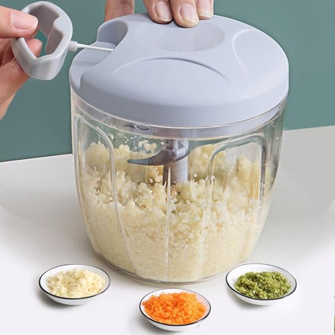 Onion Chopper, Vegetable, Garlic Chopper with Container, Kitchen Cutter,Pull String Hand Manual Food Processor Mincer Shredder for Cutting Onions Chili Ginger Seasoning Food Chopper (Green, 500ml)