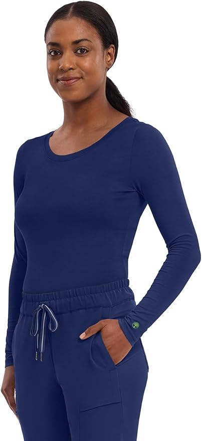 Healing Hands Underscrub Long Sleeve Women Knits Scrub Tops | Soft Cotton Blend Knit, Breathable Stretch Comfort, Machine Wash, Easy Care Fabric, Ideal For Layering Under Scrubs