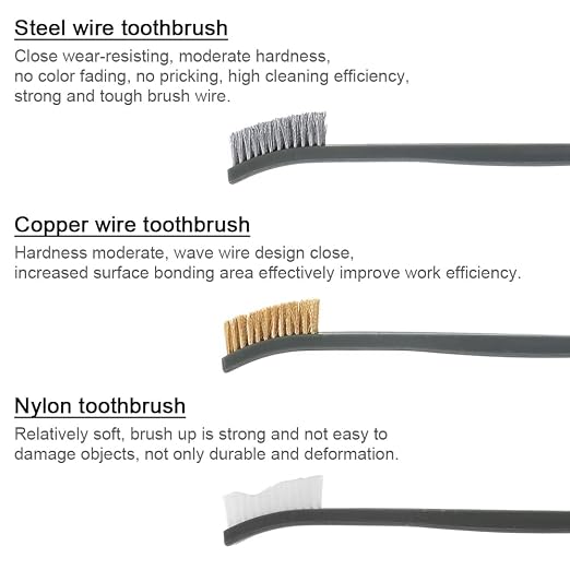 Mini Wire Brush Set, Paint and Dirt Remover, Cleaning Welding Slag and Rust, Handy Steel / Nylon / Brass Brush Suitable for Cleaning Paint / Dirt (3)