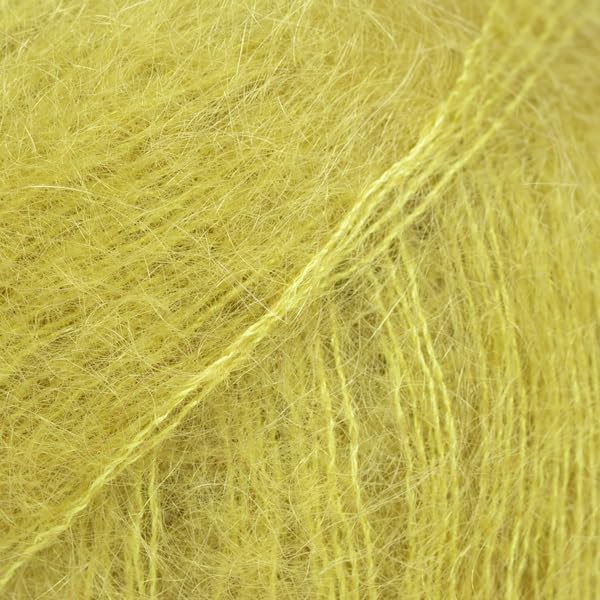 Mohair and Silk Yarn Drops Kid-Silk, 0 or Lace, 2 Ply, 0.9 oz 230 Yards per Ball (67 Bright Olive)
