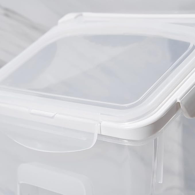 HANAMYA 10 Liter / 20 lbs Rice Storage Container with Measuring Cup, BPA free, For Rice | Grain | Pet Food | Flour, 1 count, Clear