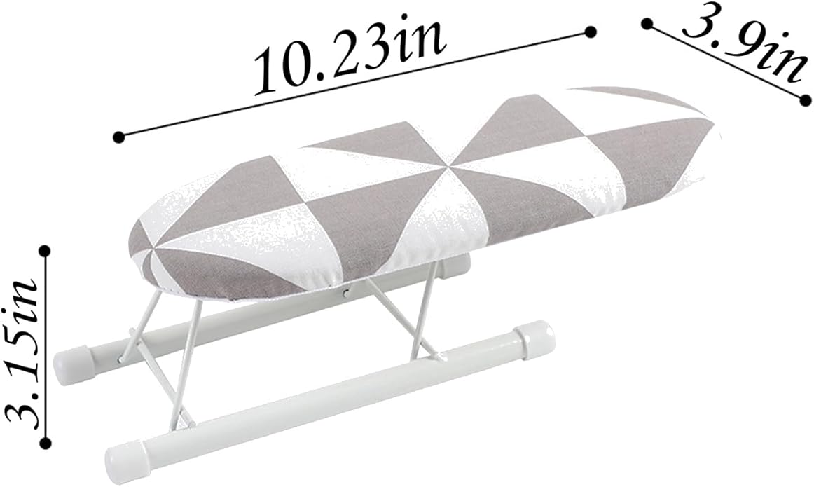10.2-inch mini Ironing Board, Portable and Foldable Small Ironing Board, with a Cover, Suitable for Ironing Collars, Cuffs, Shoulders, and Corners (Black and white squares)
