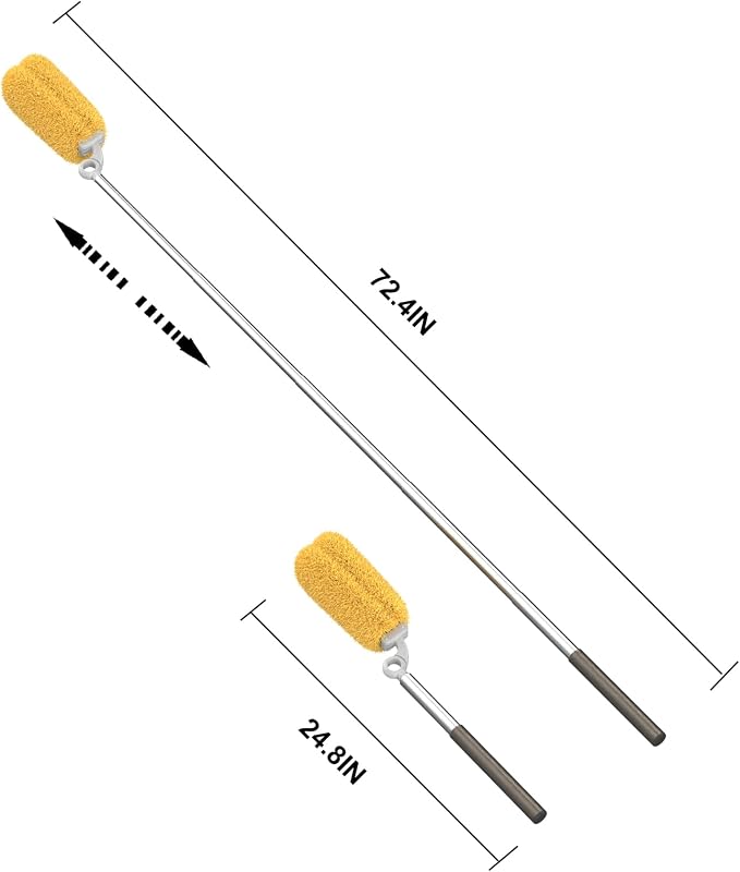 Long Handle Dusters for Cleaning with 2 Replacement Heads, Washable Cleaning Duster Kit with Laundry Mesh Bag, Cobweb Duster, Extendable Dusting Tool for Home and Office