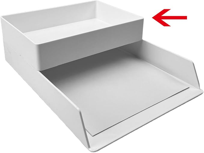 Amazon Basics Rectangular Plastic Desk Organizer with Storage Trays, Accessory Tray, Drawer Organizer, 9.4 x 6.7 x 2 inch, White (Pack of 2)