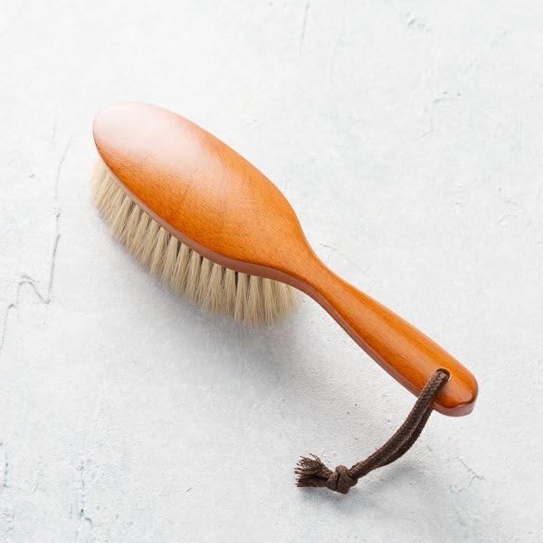 Ikemoto Clothes Brush Made in Japan – Anti-Static Natural Wood Garment Brush with Horsehair & Copper Bristles | Ideal for Suits, Coats, Formalwear | Gift Boxed