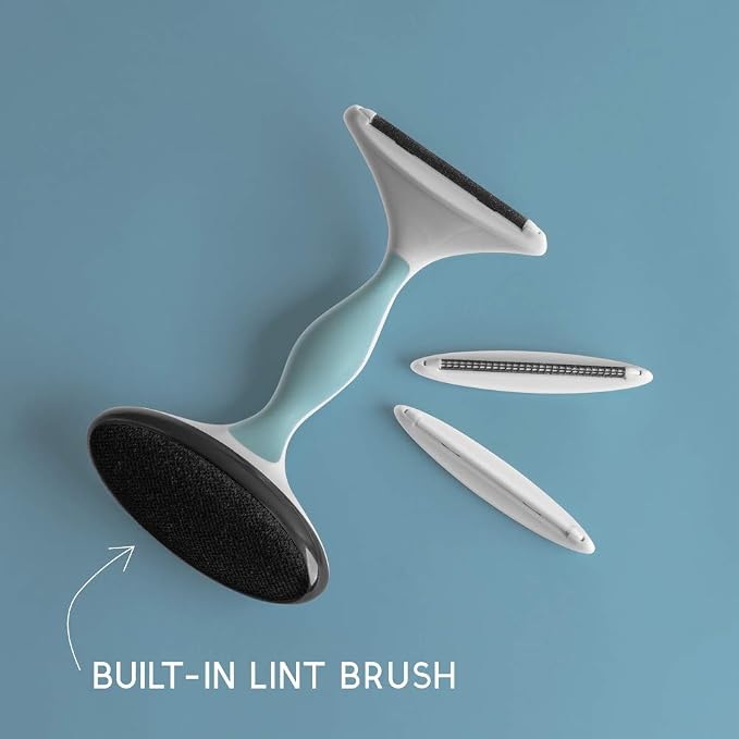 Fabric Shaver & Lint Remover |Battery-Free 4-in-1 Depiller with 3 Fabric-Safe Edges for Clothes & Upholstery (Turquoise)