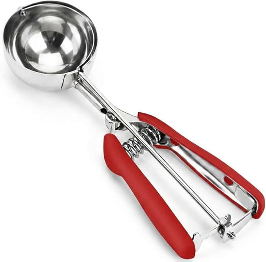 Ice Cream Scoop, 18/8 Stainless Steel Cookie Scoop, Cookie Scoops for Baking, 5.3Tbsp/80ml/2.7oz Cookie Dough Scoop, Ice Cream Scooper with Trigger Release, Large Cookie Scooper, Cupcake Scoop(Red)