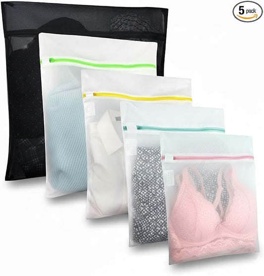 GOGOODA Mesh Laundry Bags for Delicates Durable Protective Wash Bags | Travel Storage Bags for Intimates Lingerie, 5PCS (1XXL,2L,2M)