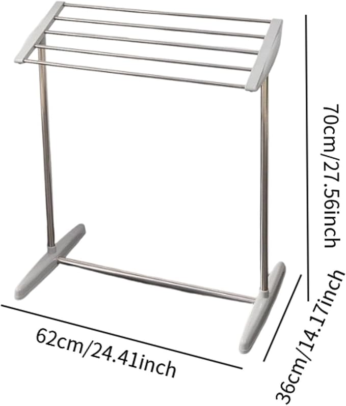 Fenteer Stainless Steel Clothes Drying Rack, 24.4 x 14.2 x 27.6 in Freestanding Laundry Rack for Indoor and Balcony Use