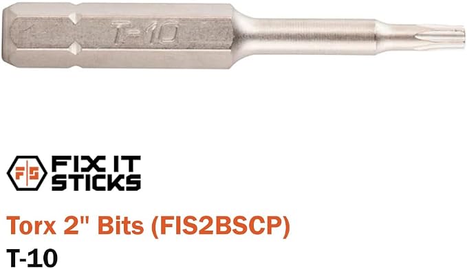Fix It Sticks 2-Inch 6Pcs Gunsmith Bit Set Compatible with 1/4" Drivers | Multi-Purpose Durable Nickel Finished Screwdriver Pack, Holder Included, Torx, FIS2BSCP