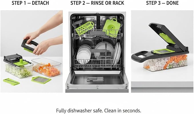 14-in-1 Vegetable Chopper with Container – Veggie Chopper Vegetable Cutter, Onion Dicer, Food Chopper with 8 Blades, Potato Slicer for Salad, Carrot – BPA Free Kitchen Gadget, Dishwasher Safe