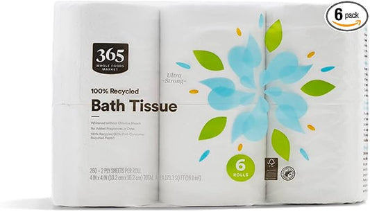 365 by Whole Foods Market, 100% Recycled Bath Tissue, Ultra-Strong, 260 Sheets per Roll, 6 Count