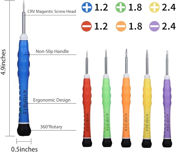 Precision Screwdriver Set of 6, Mini Screw Driver Professional Repair Tool Kit for Eyeglass, Glasses, Sunglasses, Electronics, Small Toys, PC, Clock and Watch (yellow)