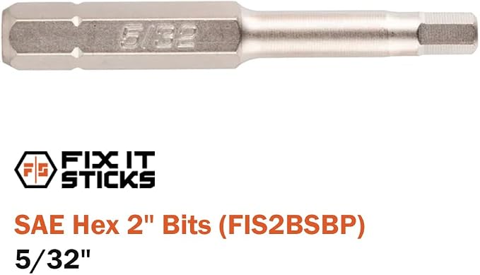 Fix It Sticks 2-Inch 6Pcs Gunsmith Bit Set Compatible with 1/4" Drivers | Multi-Purpose Durable Nickel Finished Screwdriver Pack, Holder Included, SAE Hex, FIS2BSBP
