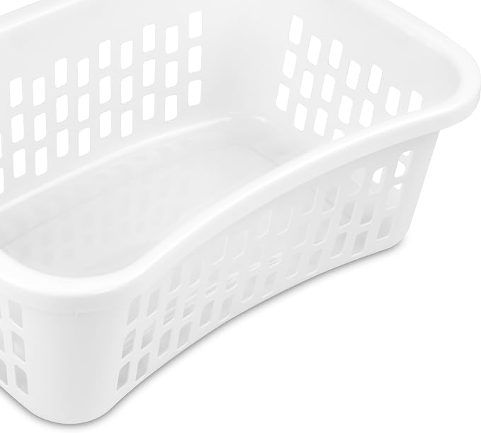 Sterilite HipHold Laundry Basket, Plastic Rectangle Clothes Hamper, 6 Pack | 1.5 Bushel Capacity, White, Bin with Comfort Grip Handles & Reinforced Rim