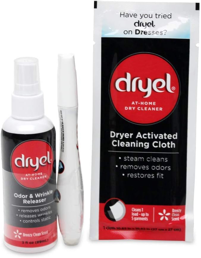 Dryel At-Home Dry Cleaner Refill Kit, Includes Dry Cleaning Cloths and To-Go Stain Removal Pen - 10 Load Capacity