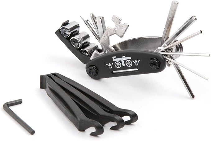 16-in-1 Bike Repair Tool Kit with Tire Levers and Hex Wrenches | Bicycle Multitool with Tire Levers, Compact Multi Function Tool for Roadside Repairs on Road and Mountain Bikes