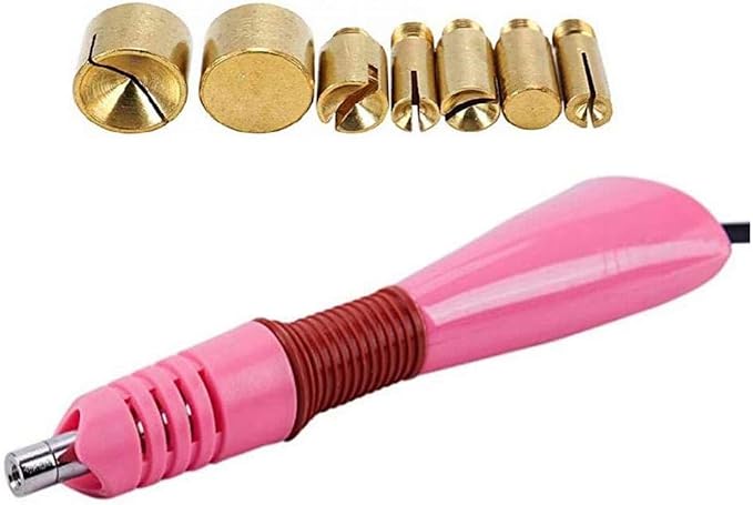 Hotfix Applicator,DIY Hot Fix Rhinestone Setter Applicator Wand Tool Kit Set with 7 Different Sizes Tips,Support Stand (Pink) | DIY rhinestone setter with 7 sizes tips, easy to use for precise hotfix application. Includes support stand for convenience