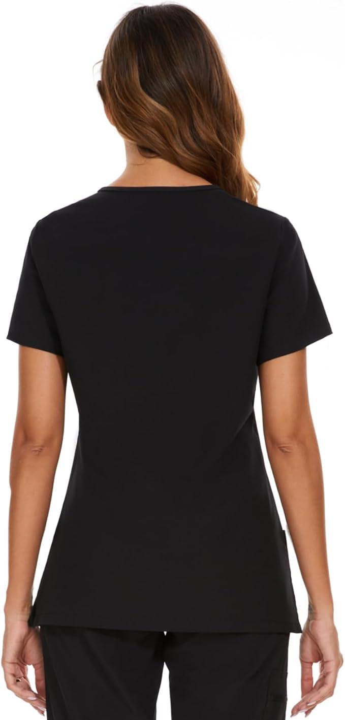 Scrubs Tops for Woman - Soft Stretch, V-Neck Tops | 3 Pockets, Side Split Design, Short Sleeve, Breathable & Lightweight Nursing Shirt, Easy-Care Fabric for All-Day Comfort