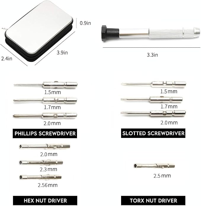 Precision Screwdriver Set, Eyeglass repair kit 10-style screwdrivers | with nose pads/4 in 1 portable screwdrivers/ear hook/tweezer for eyeglasses sunglass watch calculator (with 70-style screws)