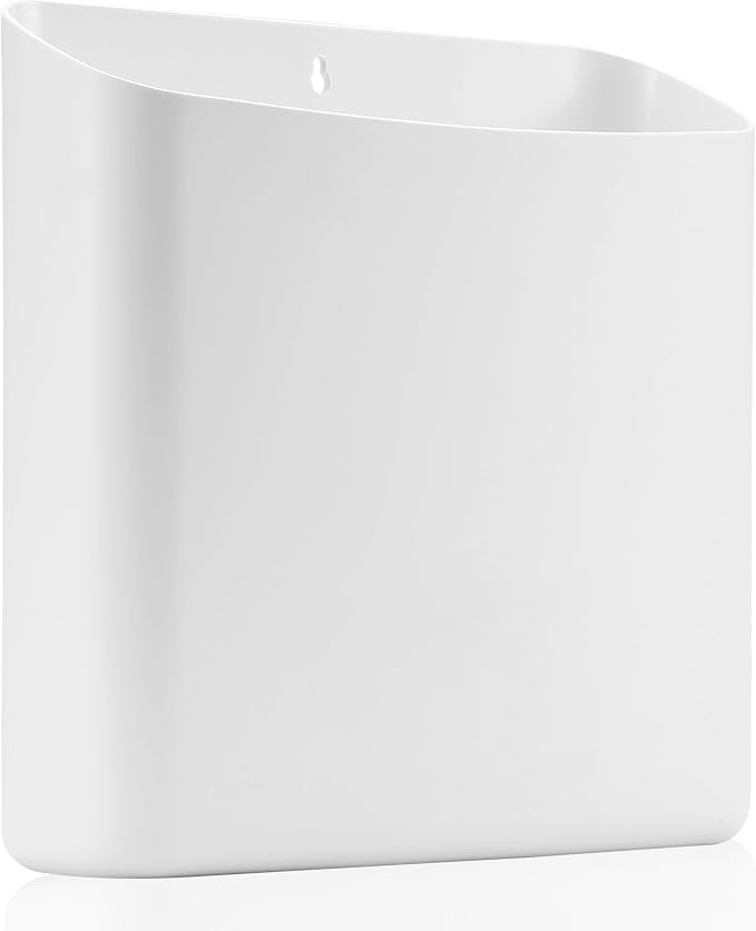 MONJITA Lint Bin for Laundry Room, Magnetic Lint Trash Can for Dryer, Modern Lint Holder, Lint Box for Laundry Room Organization, Wall Mounted Trash Can for Laundry Decor (White)