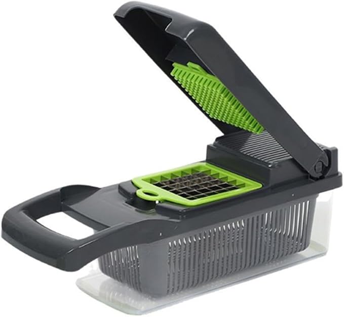 Vegetable Chopper with Container, Multifunctional 14-in-1 Food Veggie Chopper Cutter Slicer for Salad Onion Potato Carrot Garlic, Essential Kitchen Gadgets (Gray)