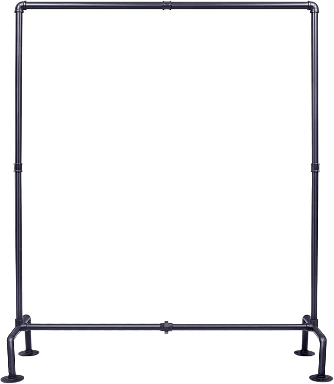 OROPY Heavy Duty Clothes Rack, Industrial Pipe Clothing Rack Freestanding | Clothing Rack for Hanging Clothes, Detachable Clothes Rack for Garment Storage Display, Max 247lbs, Easy Easy Assembly, Black