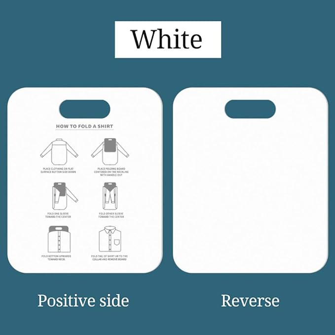 Shirt Folding Board, 12 x 10inch Cloth Fast Folder T Shirts Laundry Folder Organizer Fast Clothes Folding Board Laundry Fold Board for Home Storage (white)