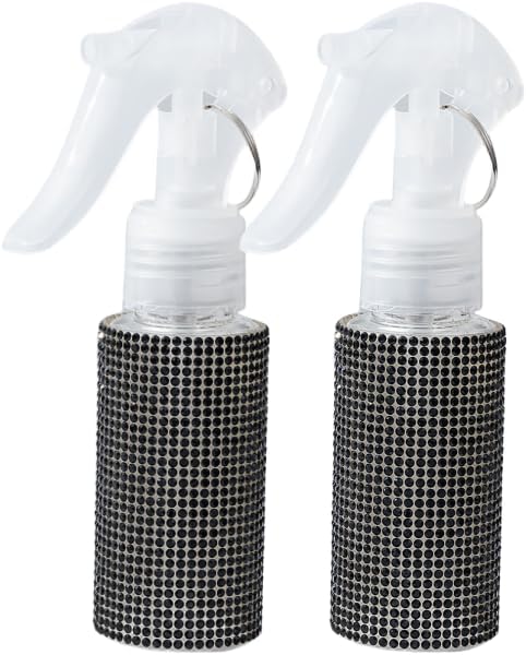 60ml Empty Spray Bottles, Continuous Spray Bottle for Hair, Spray Water Bottle Fine Mist Refillable, Skin Care, Showering Pets, Plants, Travel, Ironing and Cleaning -Black
