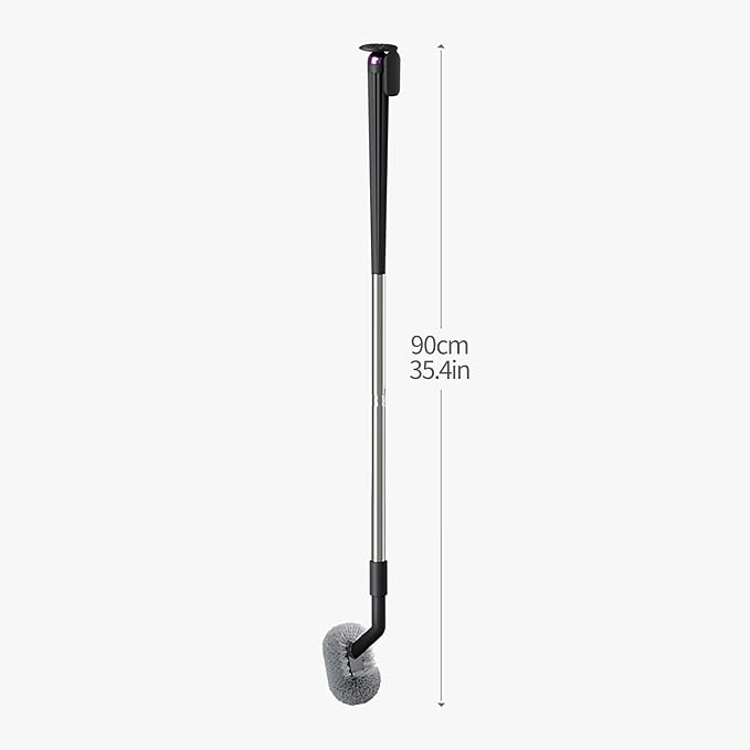 Stainless Steel Toilet Brush with Long Handle and 2- Durable Bristles, Magnetic Holder for Bathroom Deep Cleaning