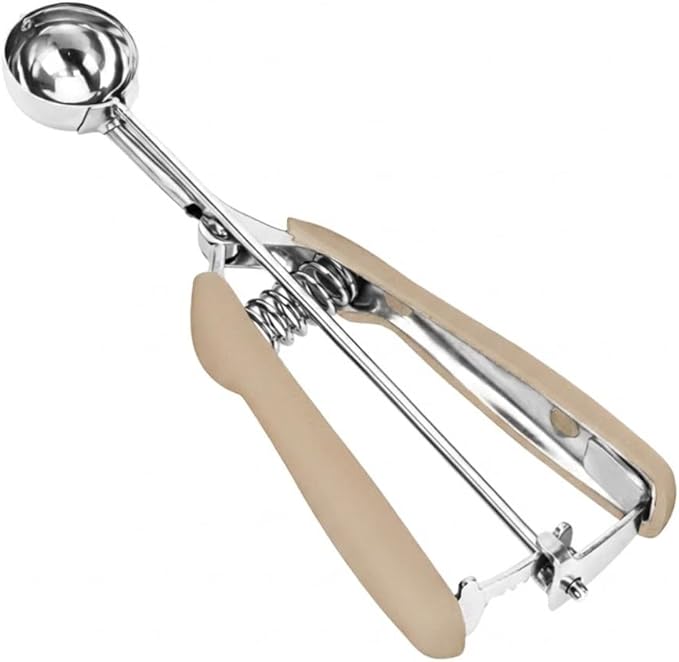 Mini Cookie Scoop, 2Tsp/10ml/0.34oz Cookie Scoops for Baking, 18/8 Stainless Steel Cookie Scooper for Baking, Cookie Dough Scoop with Non-slip Grip (Brown)